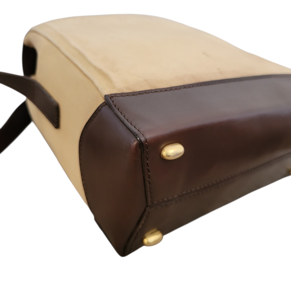 Celine Canvaa Leather Brown Cream Crossbody Bag - Picture 16 of 16